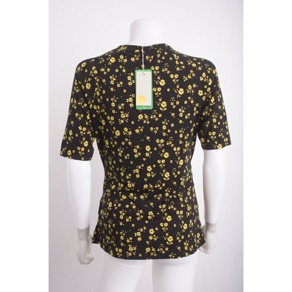 Boden Womens Short Sleeve Wrap Top UK 22 US 20 22 plus Black Yellow Floral NWT - Picture 5 of 6